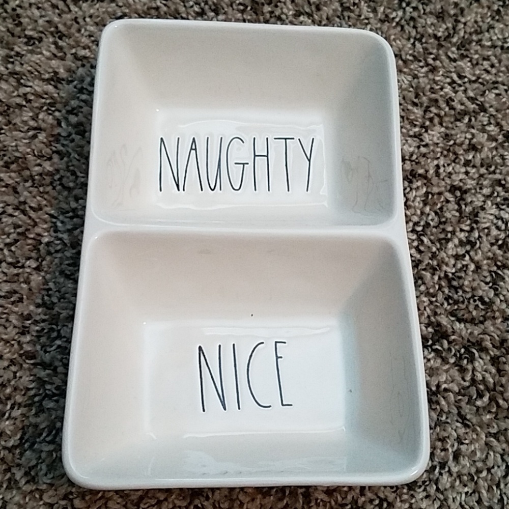 Rae Dunn naughty nice divided tray